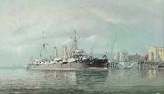 Henry J. Morgan HMS 'Fox' oil on canvas